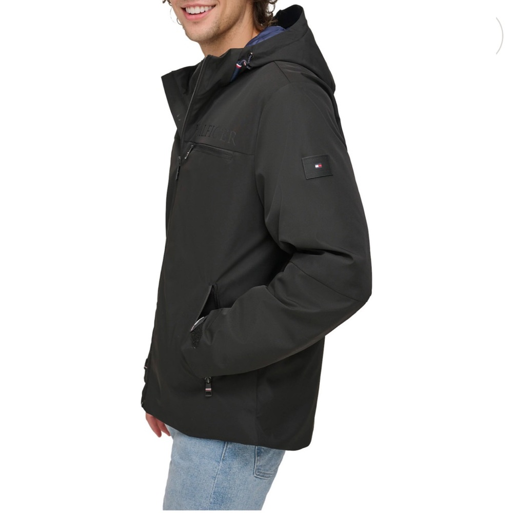 Tommy Hilfiger Hooded Flex Tech Jacket Coat L - Picture 3 of 8